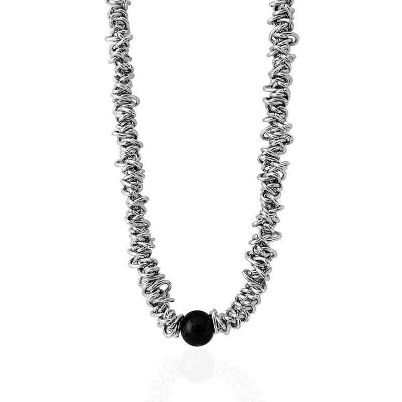 

Комплект женских украшений из серебра с черным агатом: ожерелье и кольцо - Роскошные нишевые аксессуары