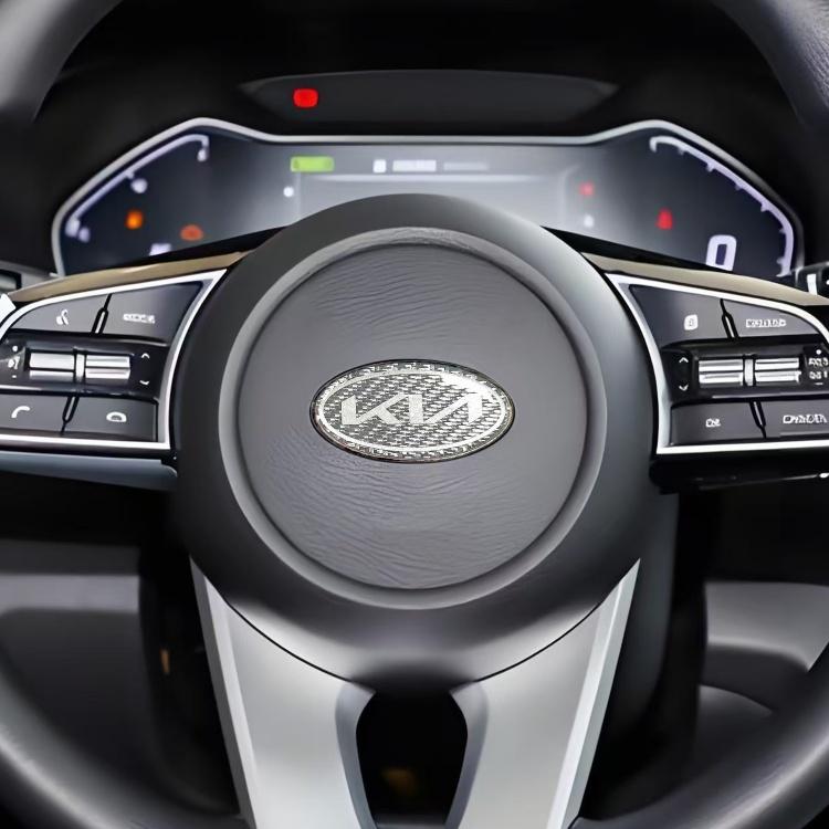 AIL1 1 Stück 3D neuestes KIA KN Kohlefaser Lenkrad Emblem Aufkleber Auto Lenkrad Auto Innenraum Emblem Auto Styling Zubehör