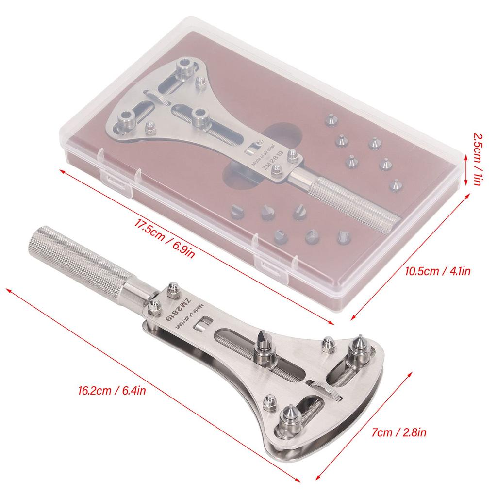 Watch Tool Screwback Support Fits Large Watches Stainless for Removing Back and Battery Replacement Opener, Three-Point Opener, (17-50mm Range),