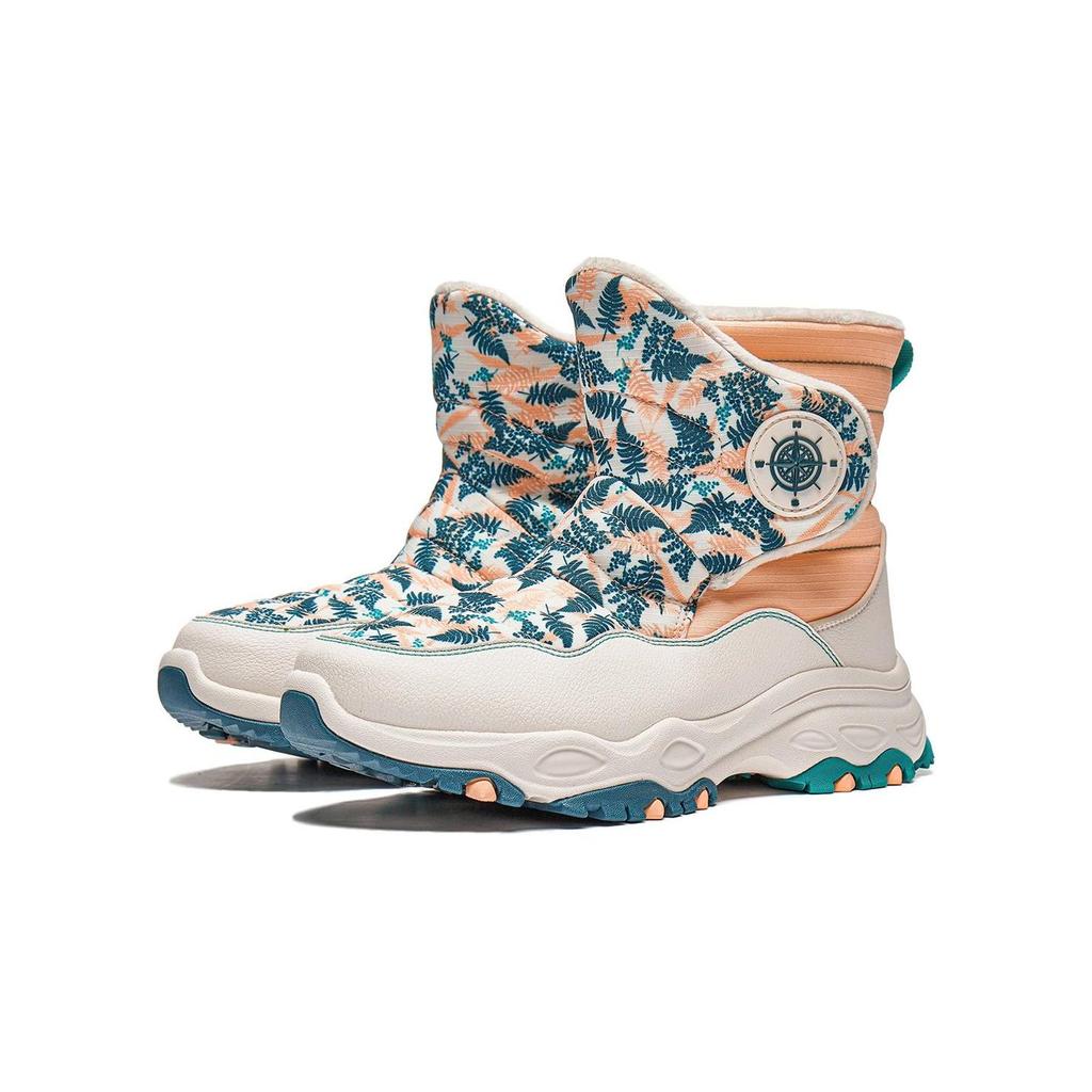 Li Ning Ling Shuang 2.0 Fleece High-Top Wear-Resistant Warm High-Top Kids Casual Shoes Kids Casual Shoes White Orange Green YKCT150-32