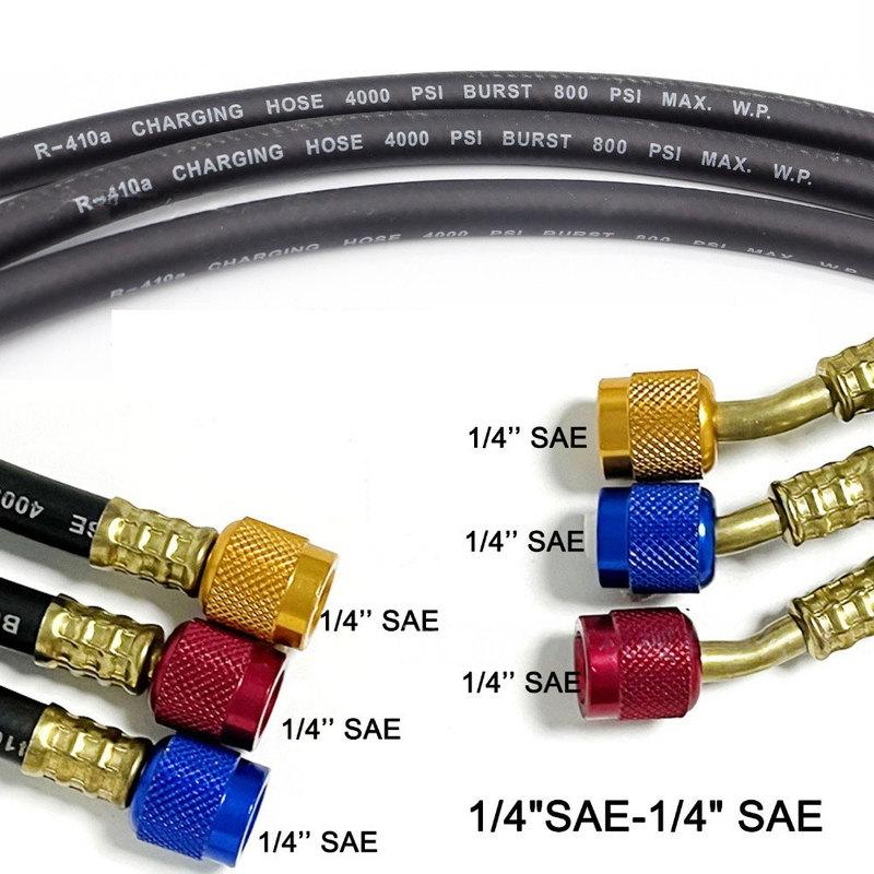 1M-1/4-5/16 / 1.2M-1/4-1/4" Hochdruck-Kühlmittel-Füllschlauch für R22 R134a Kühlmittelrohr-Ersatz