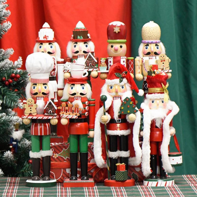 Wooden Nutcracker Soldier Figurine Christmas Decor Tabletop Ornament Home Office Display Gift