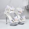 Strap Shoes Butterfly Sexy Super High Heels 15CM Thin Heel Waterproof Platform Sandals Transparent Crystal LFD
