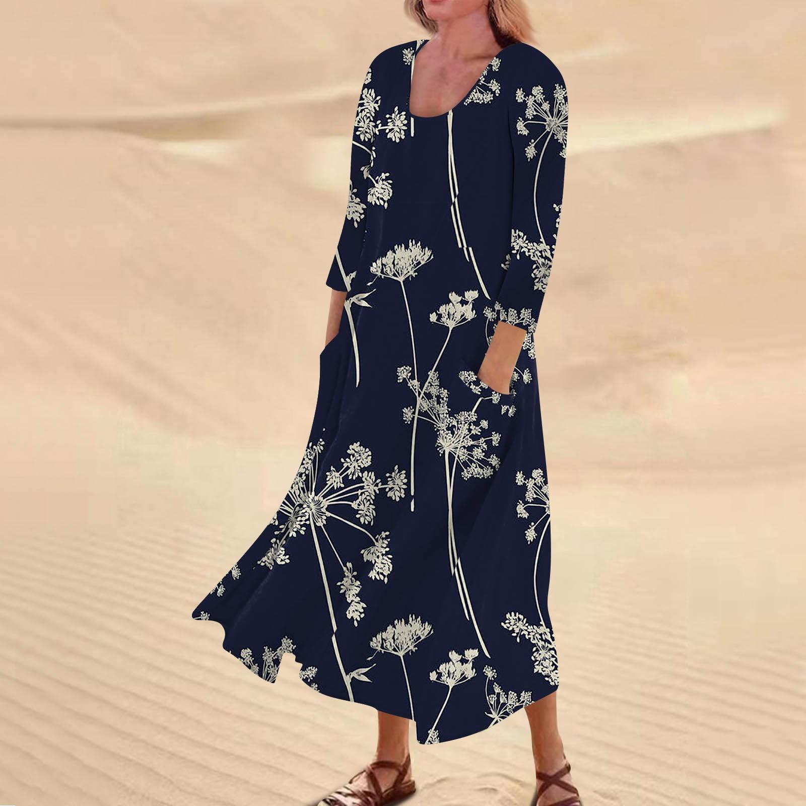 

Женское повседневное платье с карманом и рукавами три четверти с цветочным принтом XXXXXL чёрный