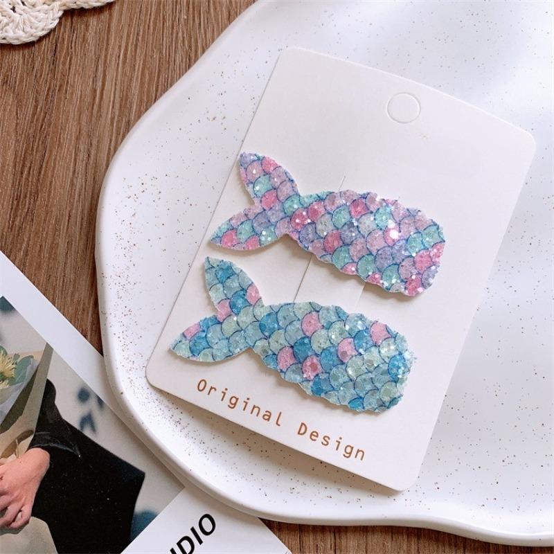 Shiny Mermaid Tail Hair Clips for Girls. Colorful Sparkling Design, Cute BB Clips for Bangs Hair, Perfect for Little Princesses