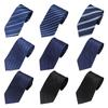 Men's Business Tie 8cm Professional Dress Interview Striped Tie Stylish Business-style Ties Navy Black Multi-colorTraditional Hand-knotted Design