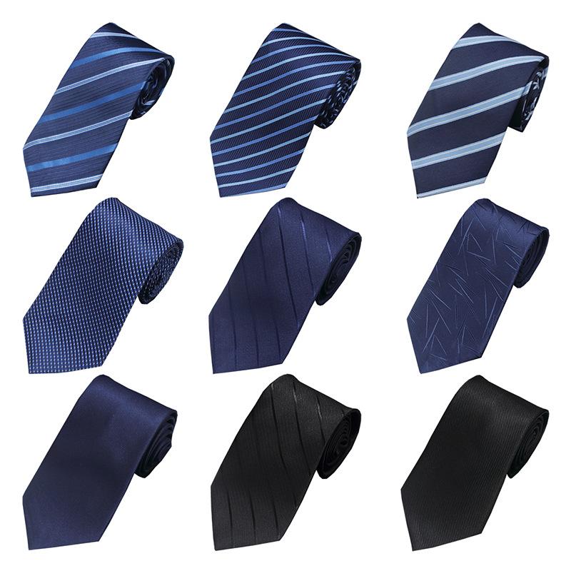 Men's Business Tie 8cm Professional Dress Interview Striped Tie Stylish Business-style Ties Navy Black Multi-colorTraditional Hand-knotted Design