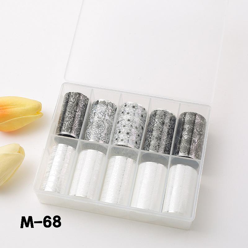 10er-Pack Schwarz-Weiß-Spitzen-Nagelaufkleber - Französisches Sexy Gitterdesign