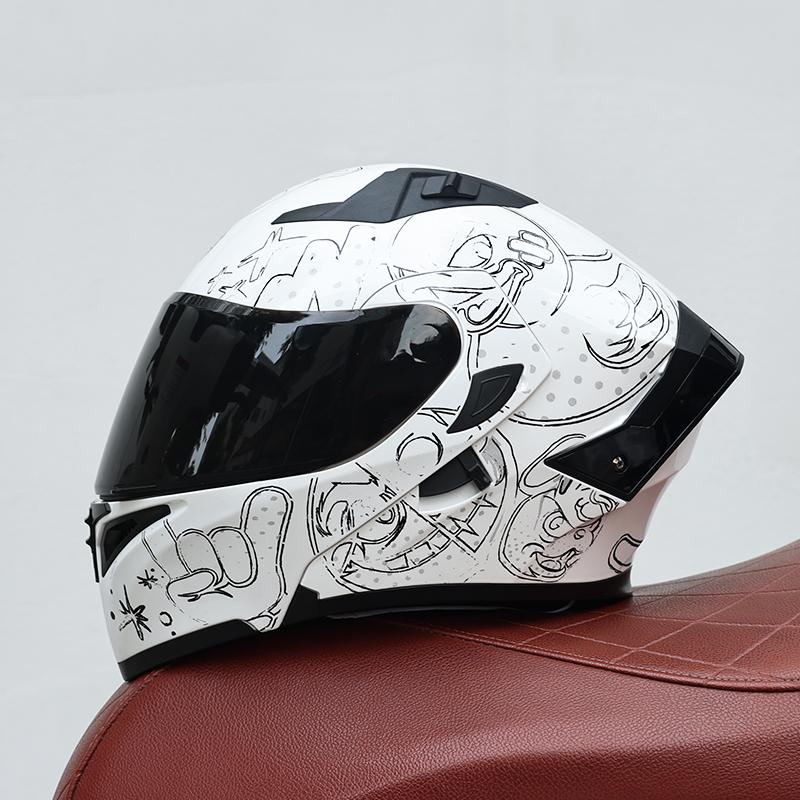 DOT Certified Modular Motorcycle Helmet Men Women All Season Flip Up Design Reinforced ABS Street Bike Protective Headgear