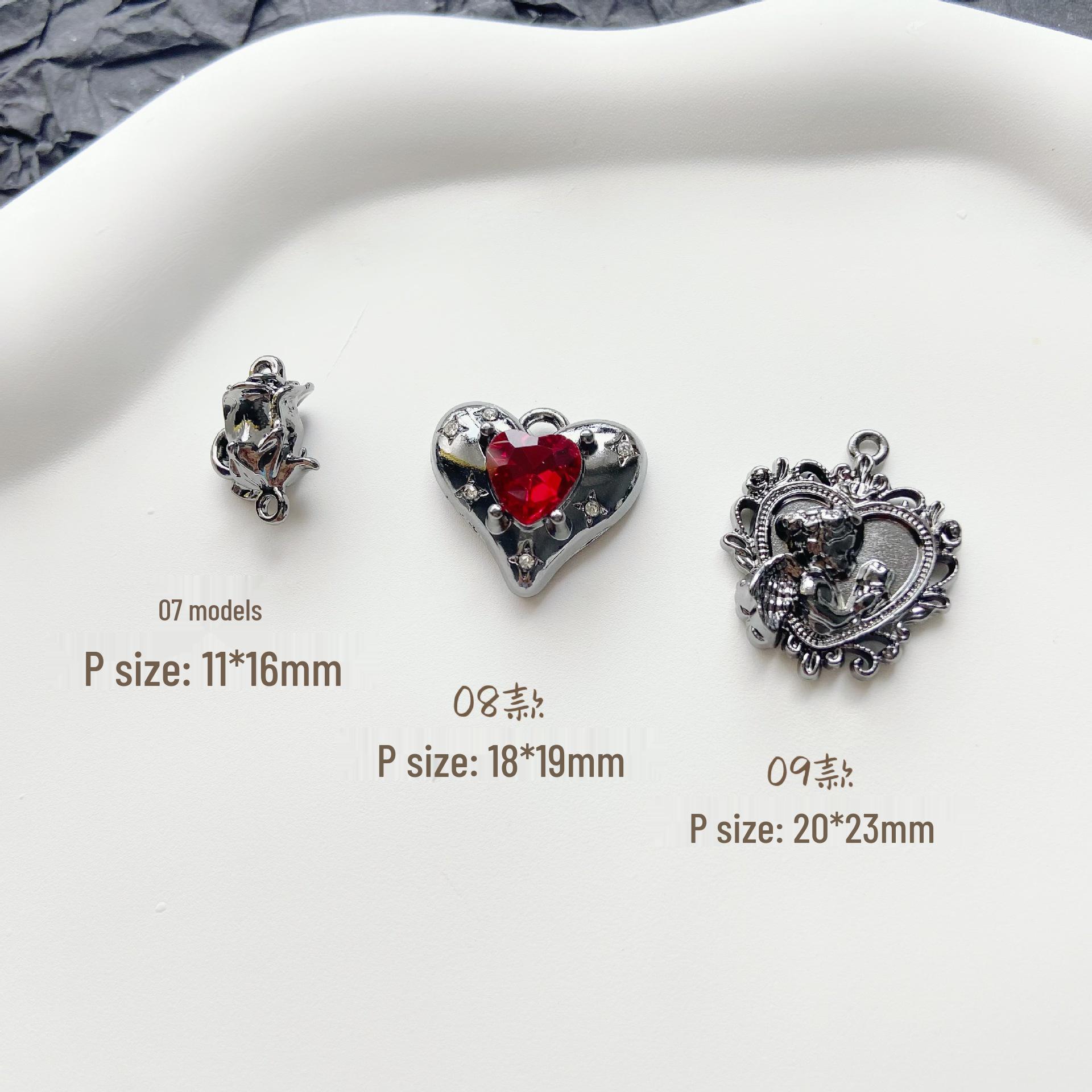 

Темний Солодкий Серце Роза Хрест Сплав Підвіска для DIY Браслета/Намиста