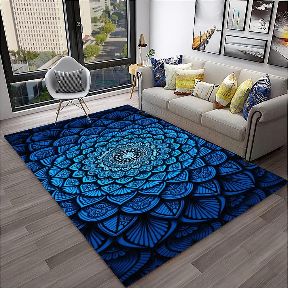3D Mandala Bohemia Geometric Carpet Rug for Home Living Room Bedroom Sofa Kitchen Doormat Decor,Kid Area Rug Non-slip Floor Mat