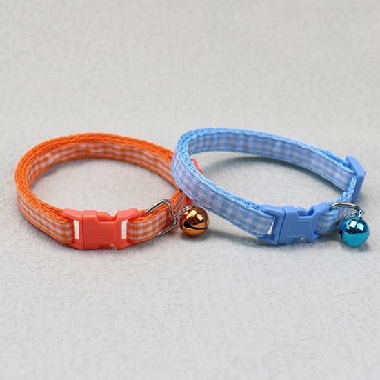 Yousheng Pet Collar Plaid Pattern Multiple Colors Vibrant Buckle Bells Small Dog Cat Regular Collar Pet Accessories
