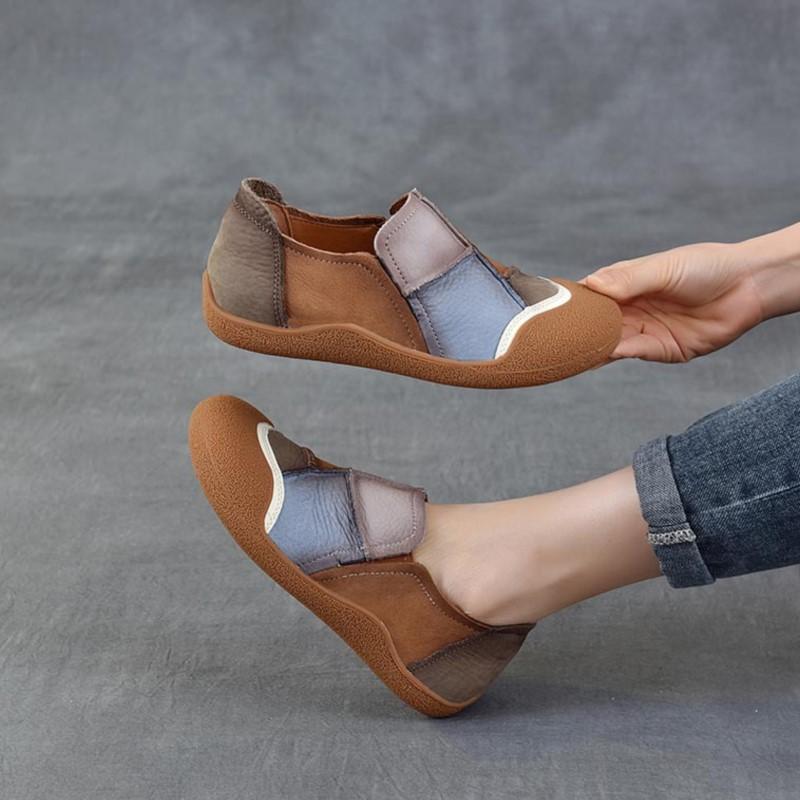 Fashion GKTINOO Genuine Leather Soft Soled Loafers 2025 Autumn New Versatile Casual Mixed Colors Women's Slip-on Shoes