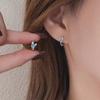 Crystal White Blue Enamel Butterfly Animal Hoop Earrings For Women Vintage Silver Color Wedding Jewelry
