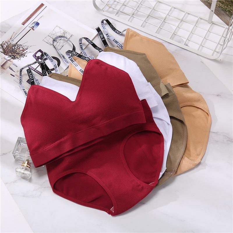 

FINETOO женский комплект нижнего белья с бюстгальтером, бесшовные топы, бюстгальтер без косточек, сексуальное нижнее белье, костюм Finetoo с открытой спиной, укороченный топ, трусики, комплекты