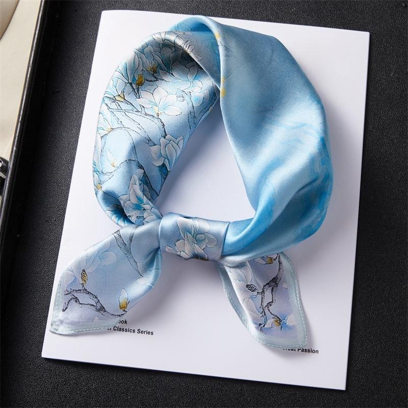 Fashion new small square scarf Hangzhou silk Chinese style silk scarf women s early spring thin 53cm mulberry silk silk scarf scarf 53*53cm