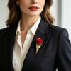 Yousheng Brooch Retro Kettle Shape Wedding Three-dimensional Brooch with Imitation Golden Metal Texture Real Flower Insert Coat Scarf Hair Bag