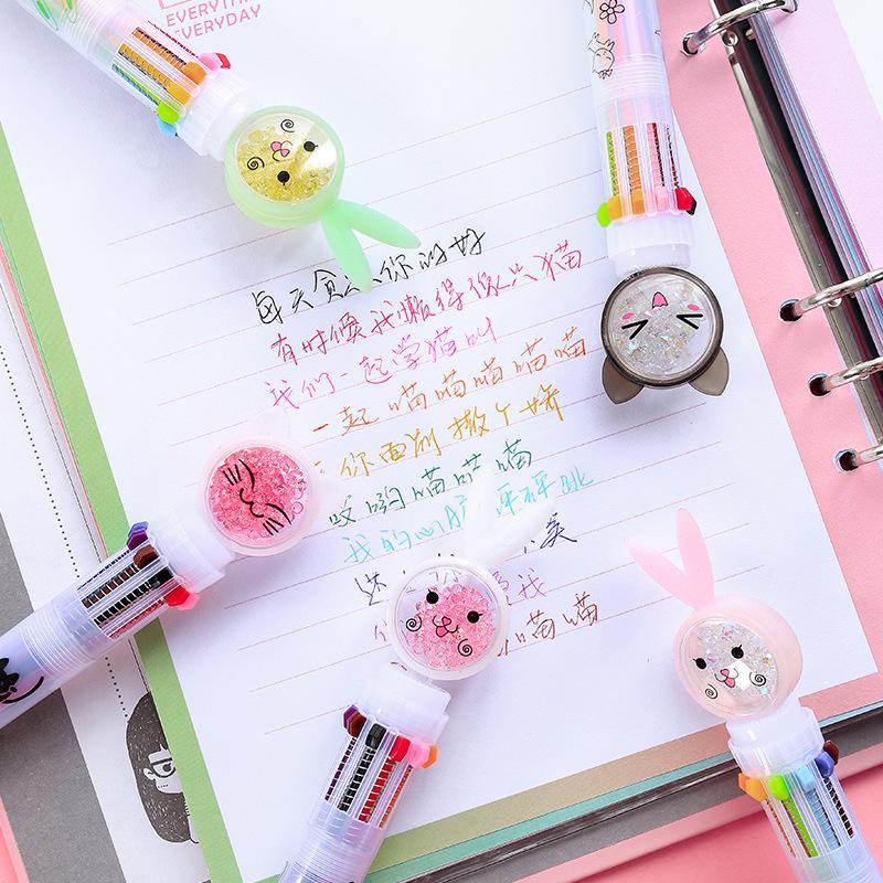 Creative Ten-Color Cartoon Ballpoint Pen - Cute Multicolor Marker for Students
