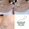 Vintage Camera Pendant Necklace With Crystal Beads 45Cm Adjustable Chain For Women Elegant Collarbone Jewelry Gift
