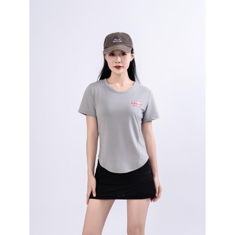 Sporty Short-sleeved Women's Thin Quick-drying Round-neck T-shirt, Slimming and Trendy Yoga Wear for Summer