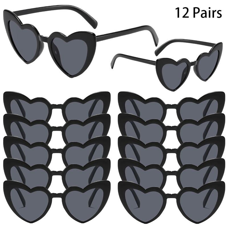 12/16 Pairs Per Set Heart Shaped Sunglasses Women Stylish Vintage Design Decor Sun Glasses Trendy Fashion Cute Outdoor Shades