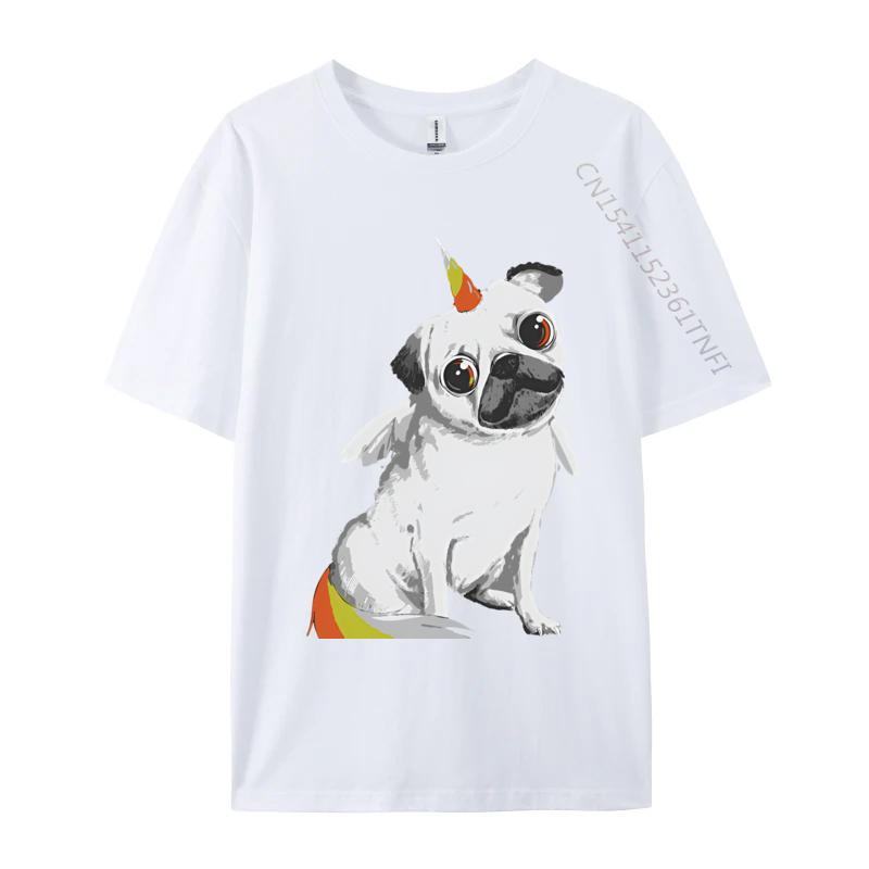 Pug Unicorn Vintage Tshirt Graphic Print Tops Men Hip Hop Tee Clothes T Shirt Graphic T Shirts Men Oversized