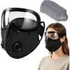 Reusable Carbon Filter Dust Mask with Adjustable Goggles, Anti-UV-5-Layer Filte with 10 Filters, Built for Woodworking