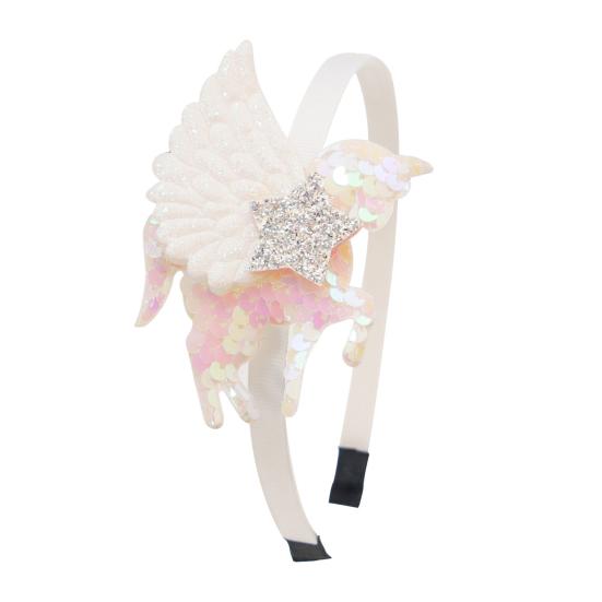 Girl Headband Three-Dimensional Lightweight Unicorn Wings Design Headband with Sequin A