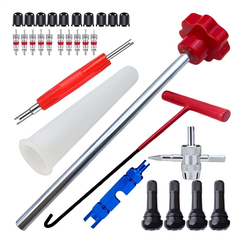 30Pieces Tire Valve Installer Tool Set Tire Remover Tool Valve Installer Tool Quick Change Repair Tool Replacement T-Hook Car