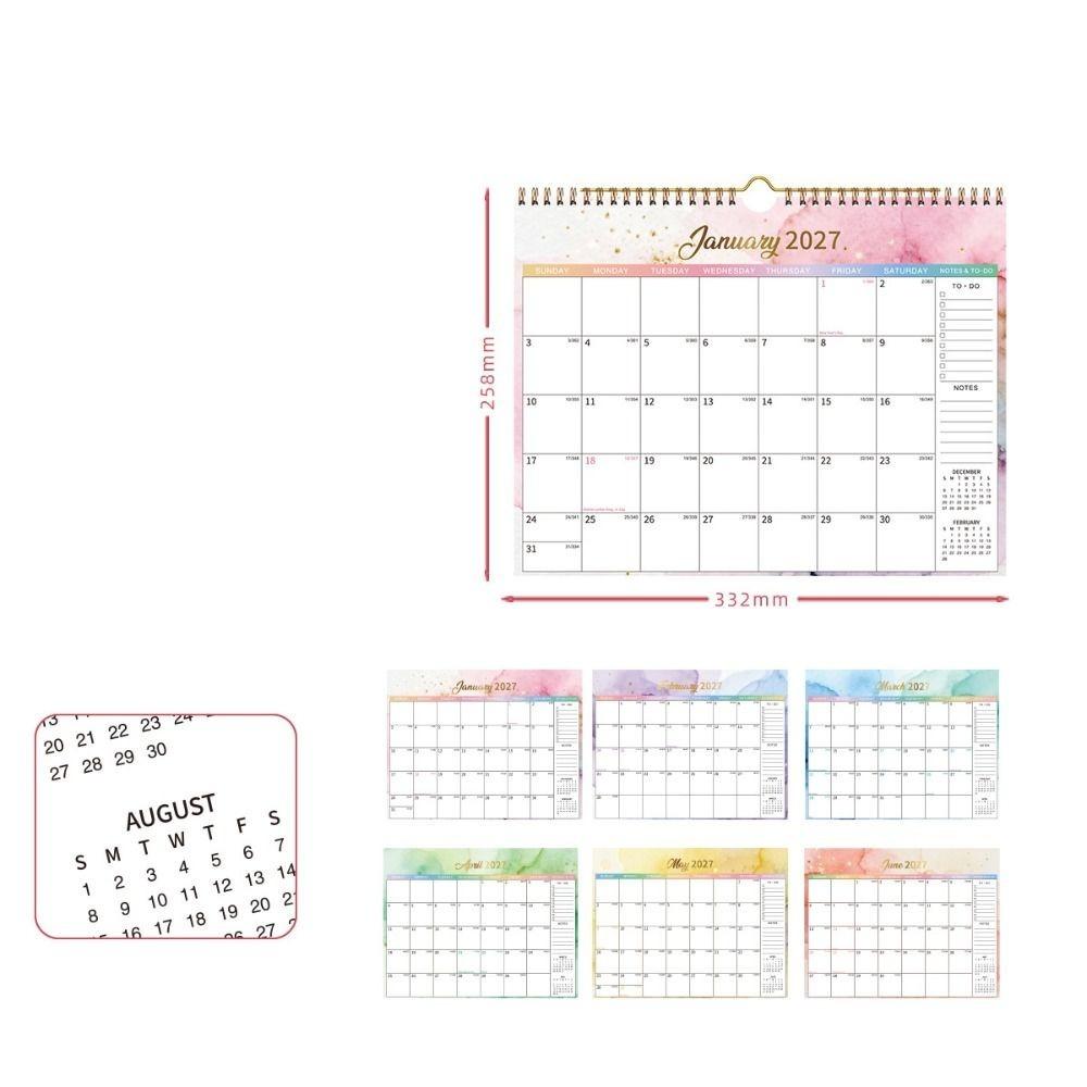 Oil Painting Style 2027 Flower Desk Calendar Foldable English Calendar Double-coil Calendar  Office