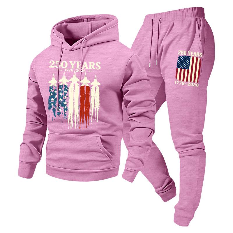 Trendy Fashion Unisex Casual Hooded Plus Velvet Sweatshirt Sportswear Set