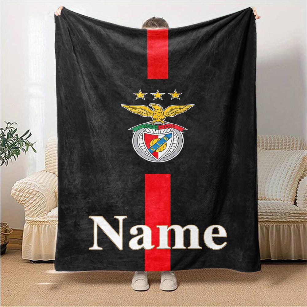 Custom Name Benfica Theme Printed Blanket Perfect For Couch Bed Travel Outdoor Use Machine Washable Cozy Durable