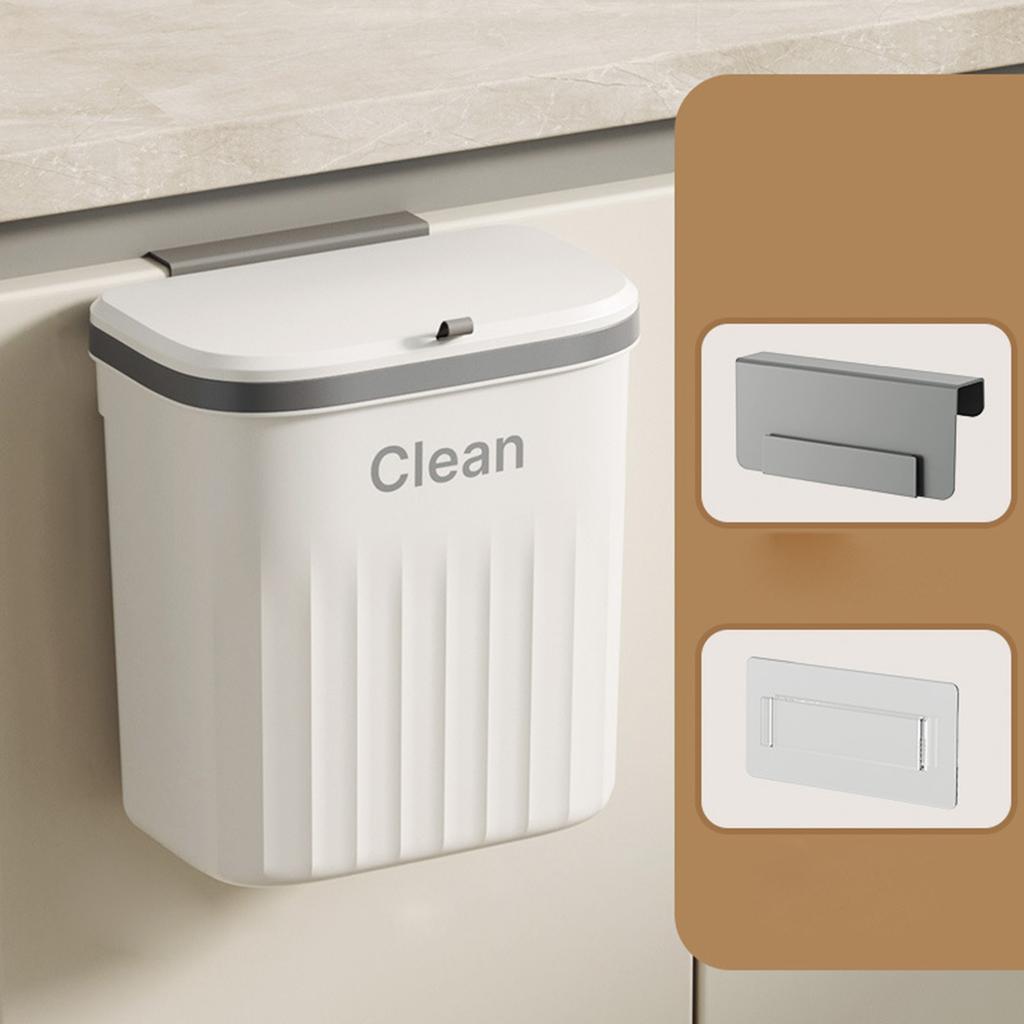 Wall Mounted Trash Can Bin with Lid Waste Bin 8.5/12L Kitchen Hanging Trash Bin Garbage Recycle Dustbin Rubbish Bins