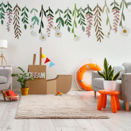 Flower Banner Boho Paper Floral Leaf Banner Double Sided Colorful Wildflower Garland for Birthday Baby Shower Wedding Backdrop Decor