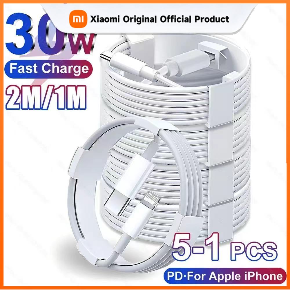 Xiaomi 5-1pcs 30W Fast Charging Cable Foe iPhone 13 12 11 14 Pro Max Mini USB C Cable For X XR XS MAX 7 8 14 Plus 6