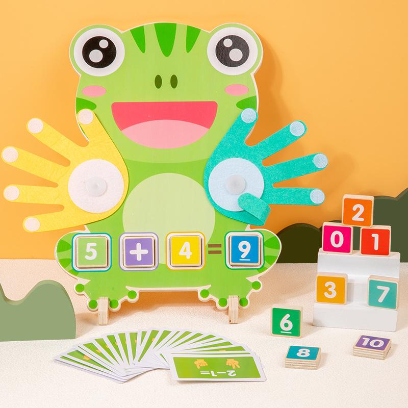 Montessori Toys for Kids Math Manipulatives with Clock Number Blocks Finger Counting Cards Educational Preschool Learning Toys