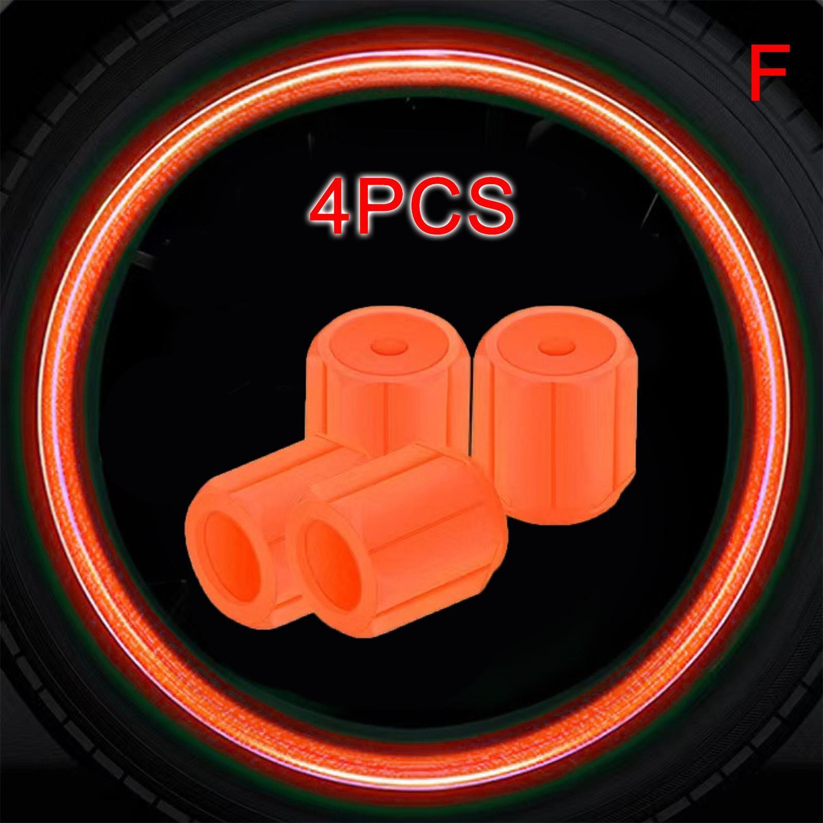 

4 * светящиеся колпачки для клапанов шин, пылезащитный чехол для колес автомобиля, светящийся в темноте оранжевый