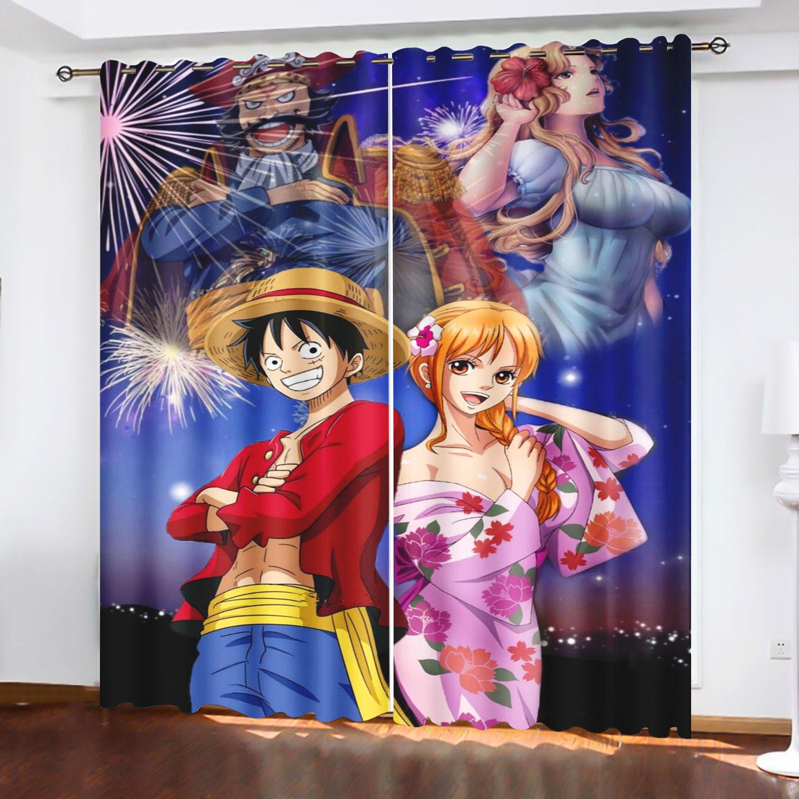 

Блекаут штора Monkey D Luffy, One Piece, Поліестер, Анімована, Підходить для спальні, дитячої, дорослої, прикраса кімнати, подарунки 183x214cm&Grommet Top