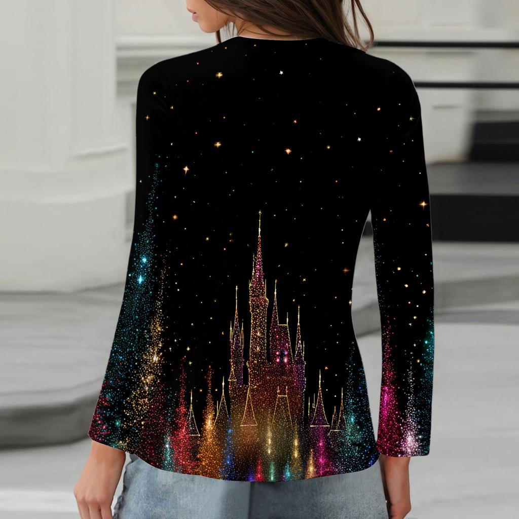 Long Sleeve Shirts For Women Cute Print Graphic Tees Blouses Casual Plus Size Basic Tops Pullover