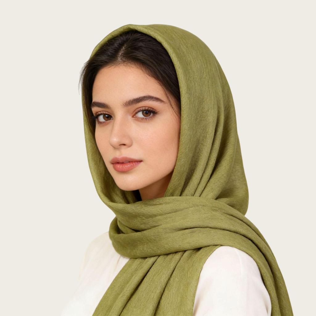 High-Quality Ethnic Style Pressed Wrinkle Square Scarf - Solid Pure Color