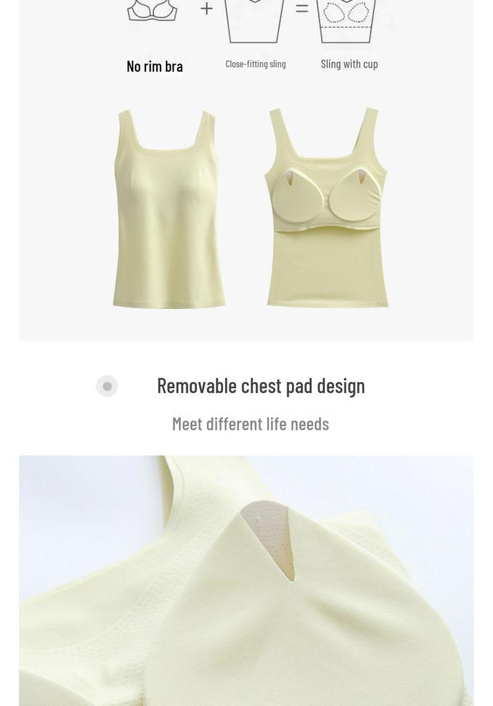 Square Neck Seamless Camisole with Chest Pads: Comfortable, Wide Strap, Fixed Cups, Beautiful Back Design for Women.