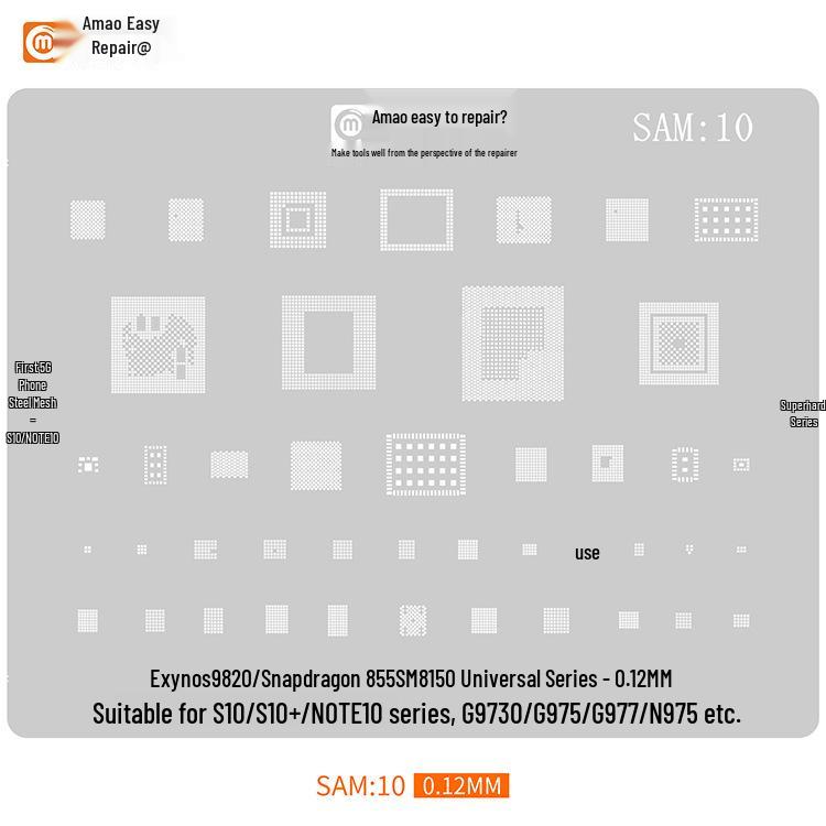 Amao Suitable Solder Paste Stencil for Samsung S20/S21/A70/A90/J720/S10+/Note10 Multi-Purpose Chip
