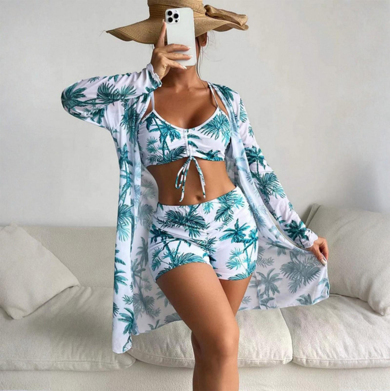 

Модный женский сексуальный купальник-бикини из трех частей XL зелёный