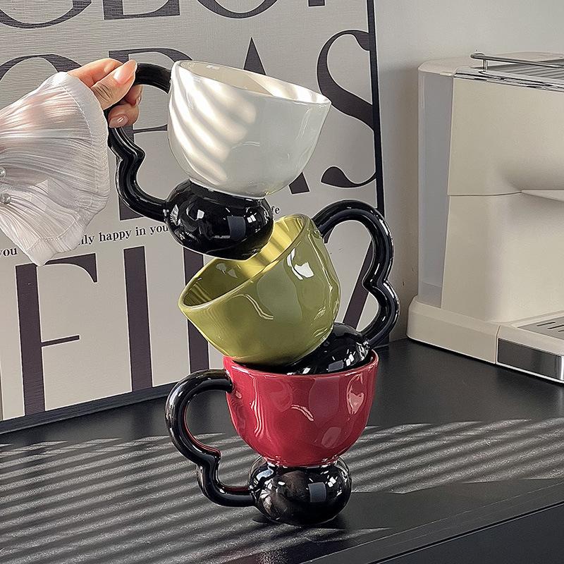 Lehký luxusní kontrastní míčový typ B keramický hrnek styl vysoce kvalitní domácí hrnek na pití kolej kancelář kávový hrnek