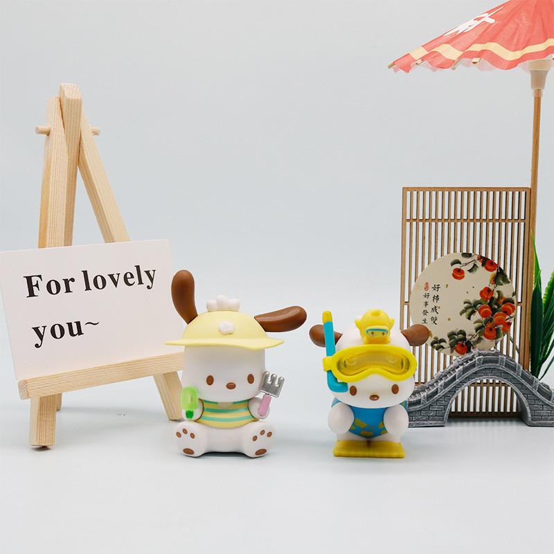 Swimming Sunglasses Pochacco Ring Ice Cream Cartoon Model Set Figurine Ornament