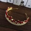 Fashion Women Rhinestone Headband Red Rose Hair Accessories Bridal Tiara Hair Crown Headwear Diadem