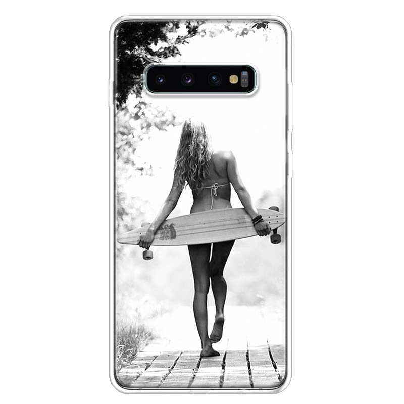 Surfboard surfing art surf Girl Phone Case For Samsung Galaxy S25 S24 S23 Plus S22 Ultra S21 S20 FE S10 + S25 Edge Funda Shell C
