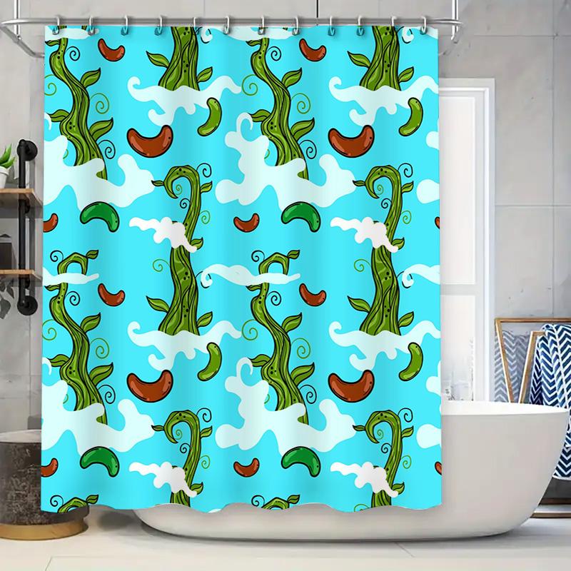

Brightly colored shower curtain with whimsical pea plant design perfect for adding a playful touch to any bathroom decor #bathr 90x180cm