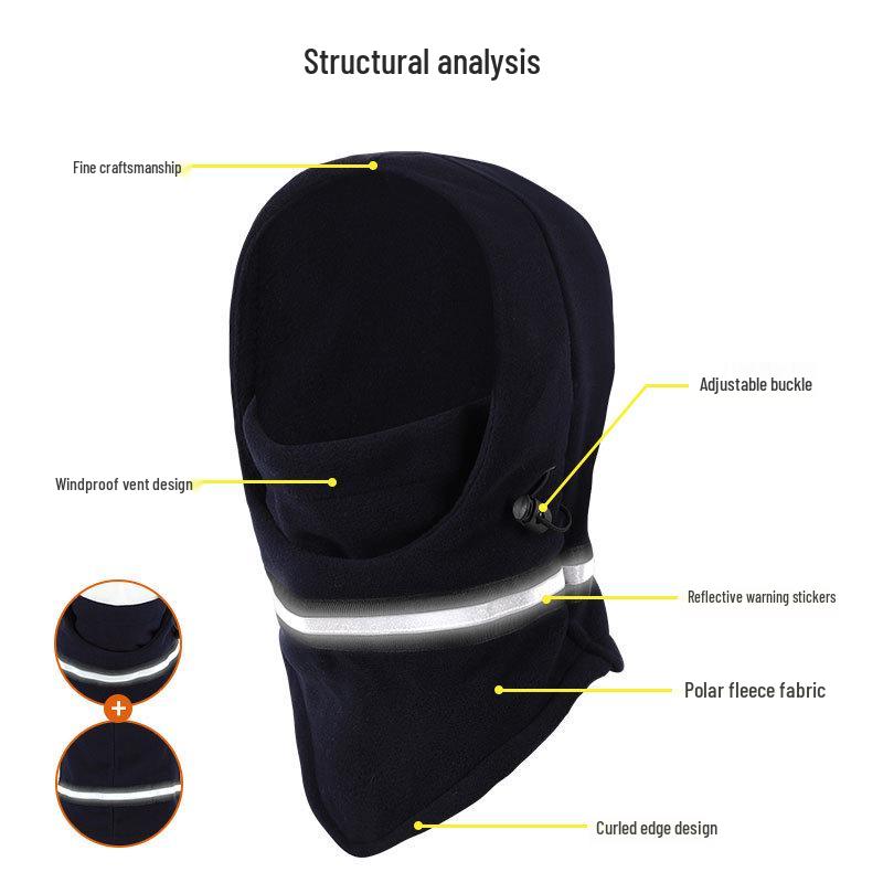 Velvet Lined Reflective Ski Mask and Neck Guard for Autumn/Winter Riding