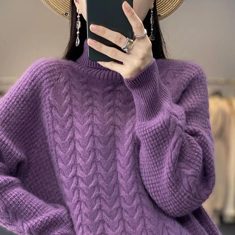 Autumn Winter Women's Turtleneck Sweater Women Pullover Jumper Pull Femme Streetwear Casual Knitted Sweater